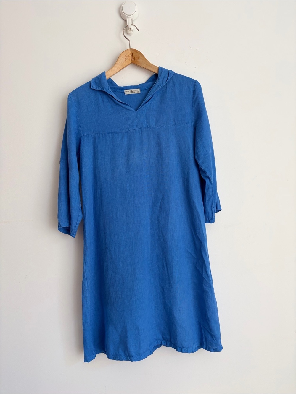 Terzo Millennio Made in Italy Blue 100% Linen Coastal Tunic Dress S